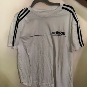 White adidas t shirt with black stripes